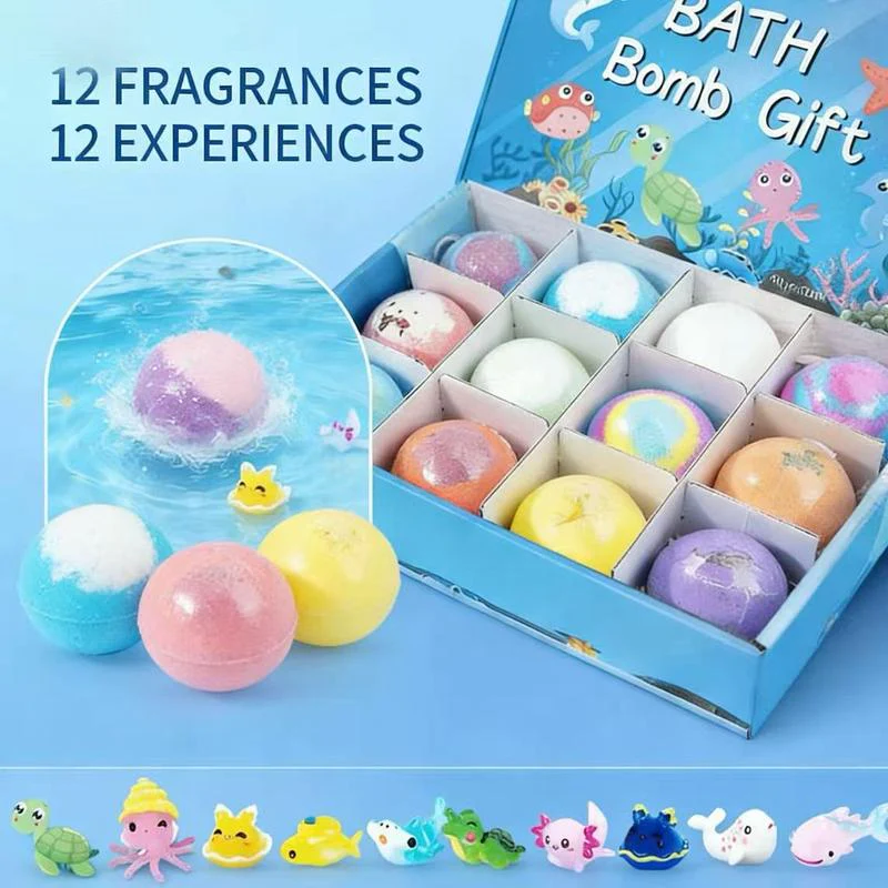 🔥🛁 Natural Bath Bombs for Kids with Mega Bubbles & Surprise Inside 🥚✨12 pcs[1 Box] - Image 2