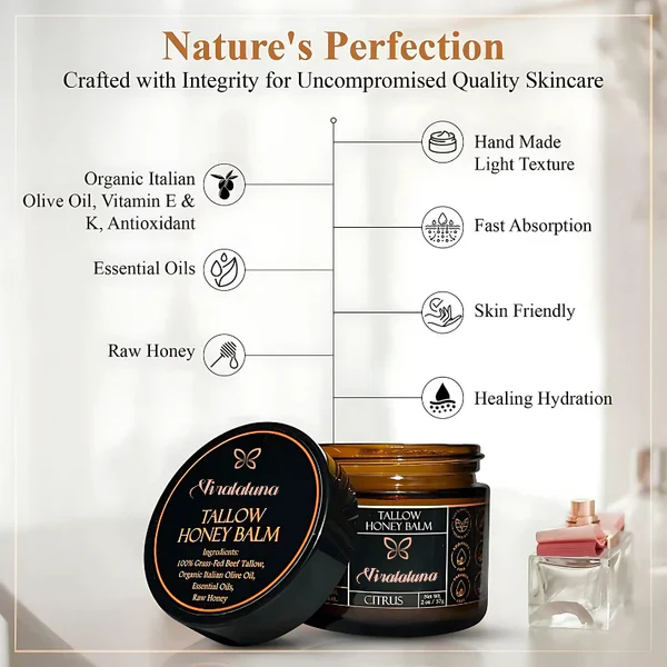 Organic Grass-Fed Beef Tallow Balm With Raw Honey - Image 7